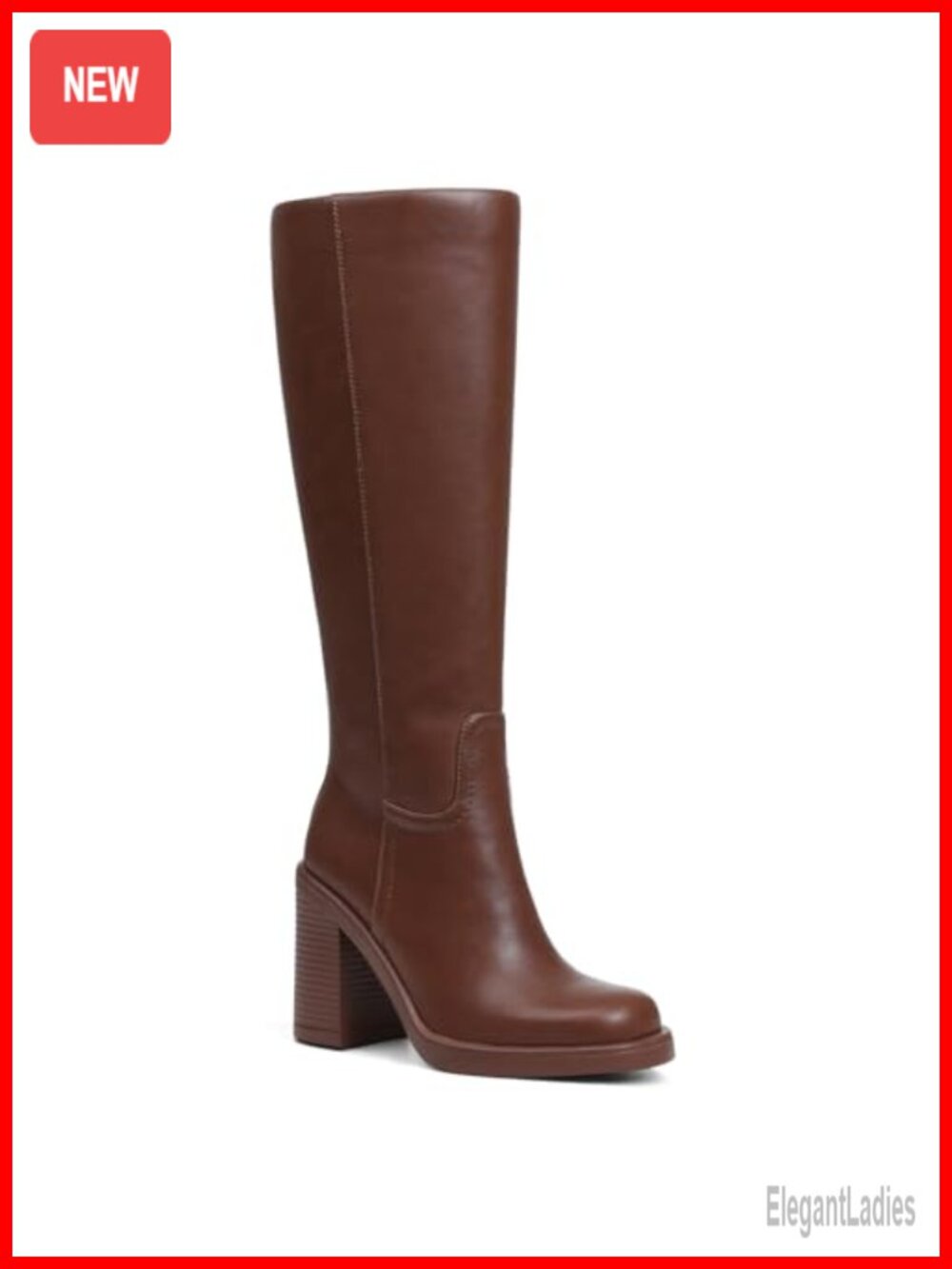 Wide Calf Knee High Platform Boots Square Toe Chunky Block Heel